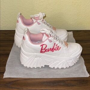 Barbie White and Pink Chunky Platform Sneakers